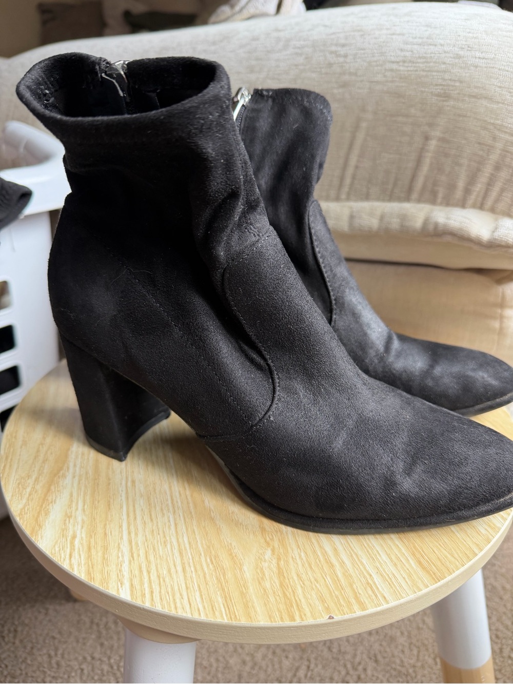 Marc Fisher Black Suede Block Heel Ankle Booties